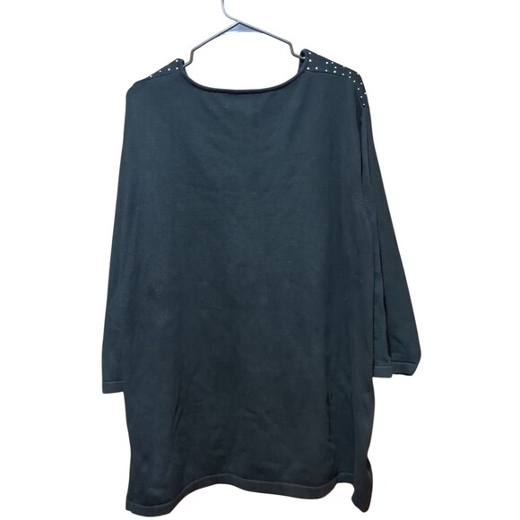 C.D. Daniels Womens Black 1X Sweater Bedazzled With Rhinestones - Picture 2 of 10